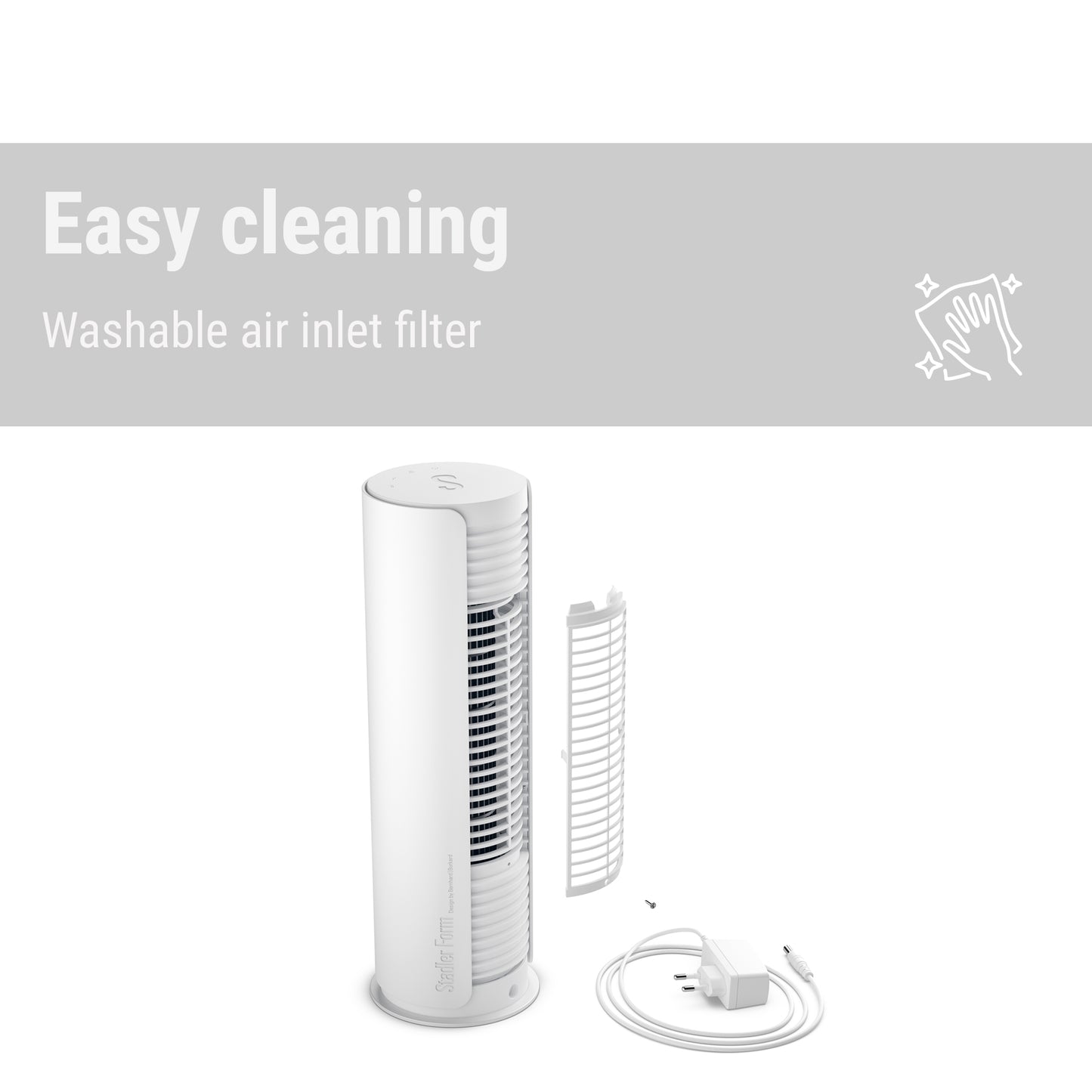 Stadler Form Peter litle table fan with washable air inlet filter
