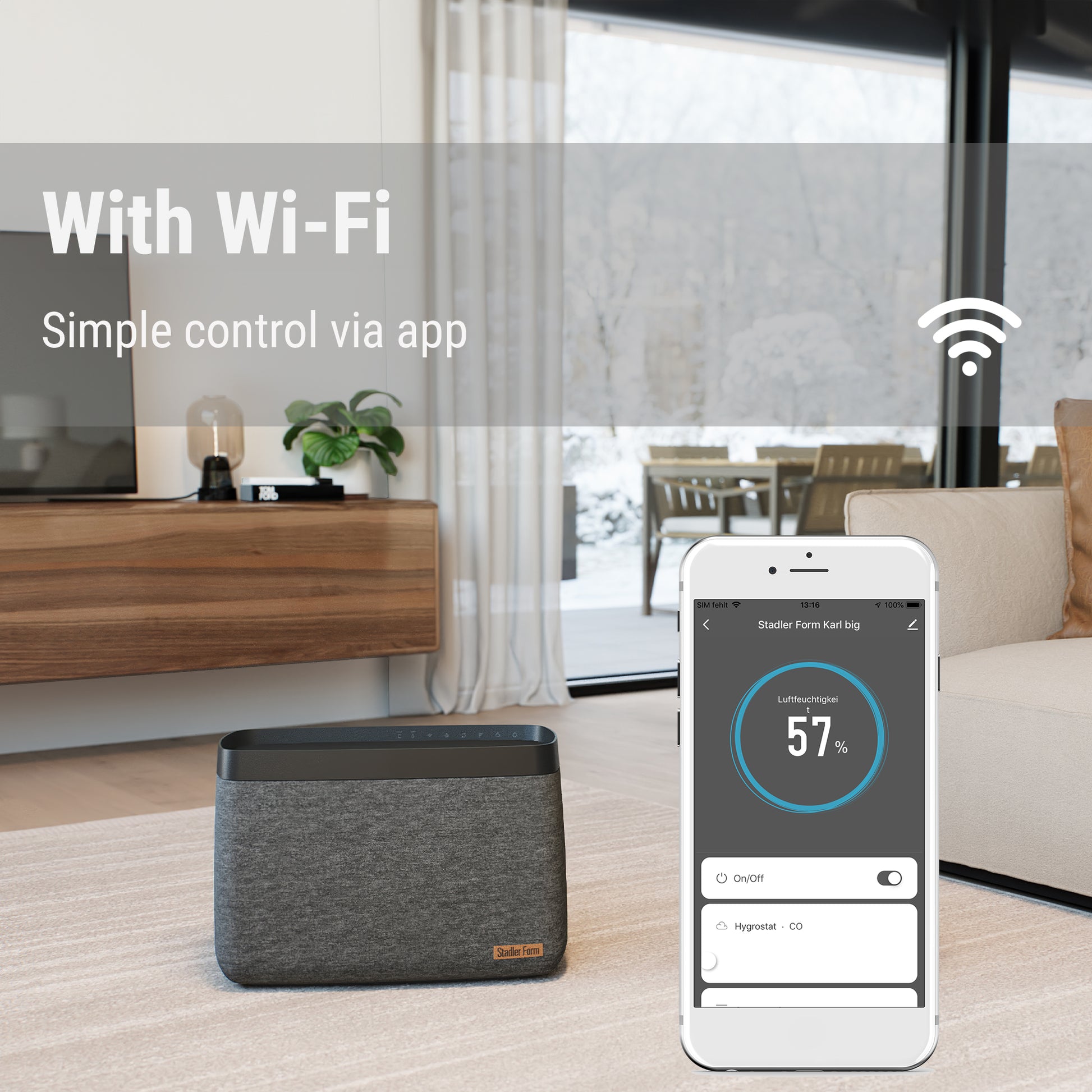 Stadler Form Karl big humidifier comes with wifi and app