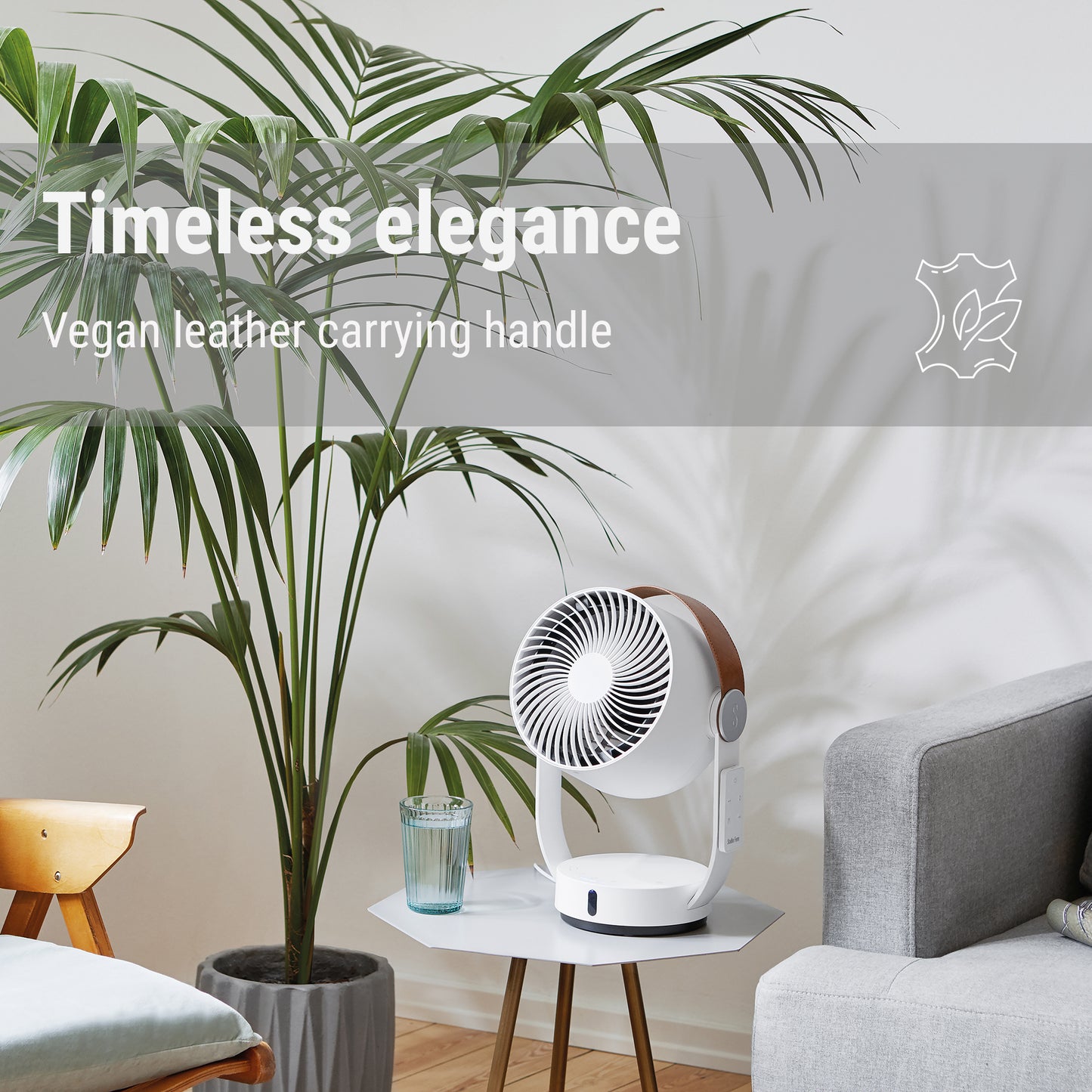 Stadler Form Leo fan with vegan leather carring handle
