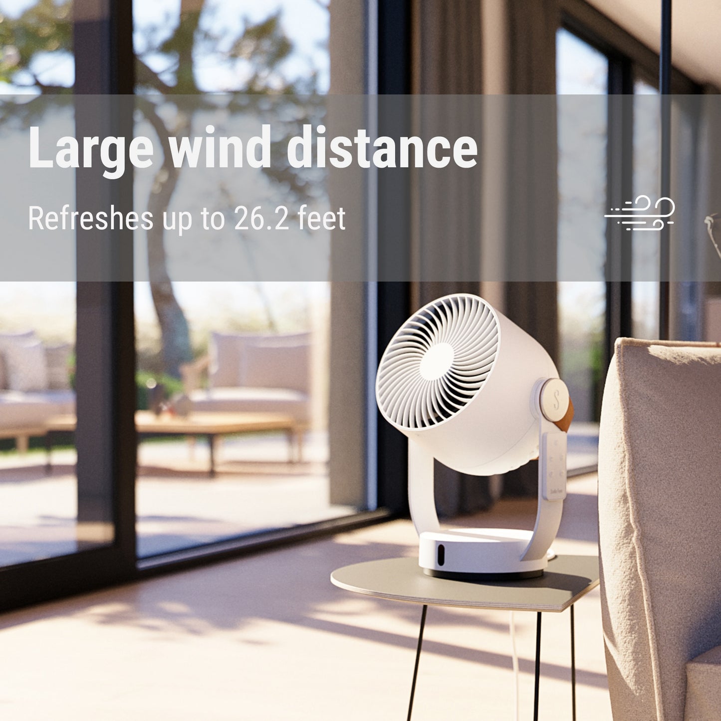 Stadler Form Leo table fan with a reach of 26.2 feet